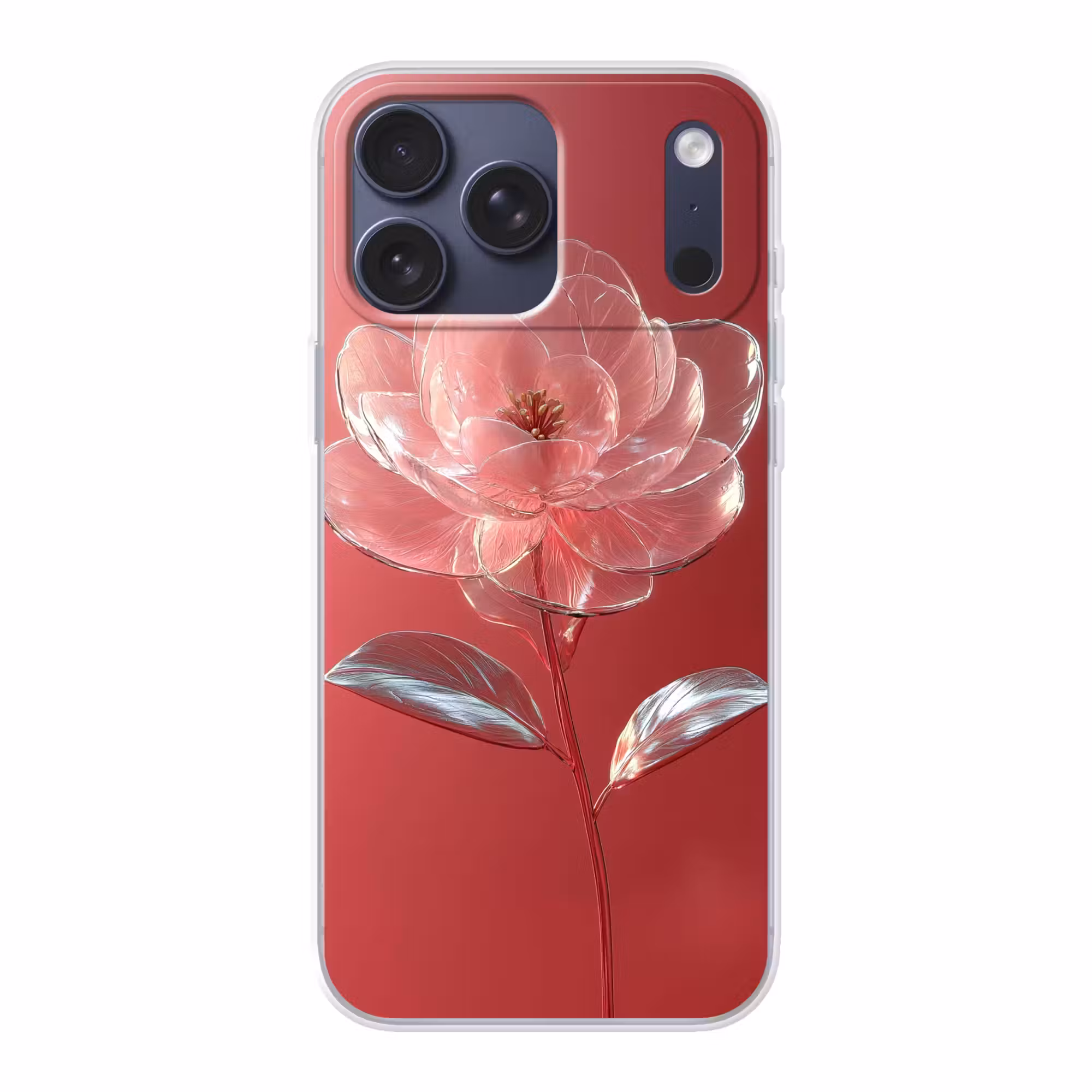 Telefoonhoesje Softcase - Sierlijk - Bloem - Roze - Glazen