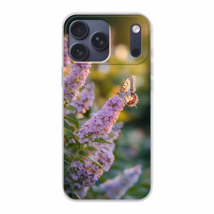 Telefoonhoesje Softcase - Sierlijke - Vlinder - Paarse - Bloemen