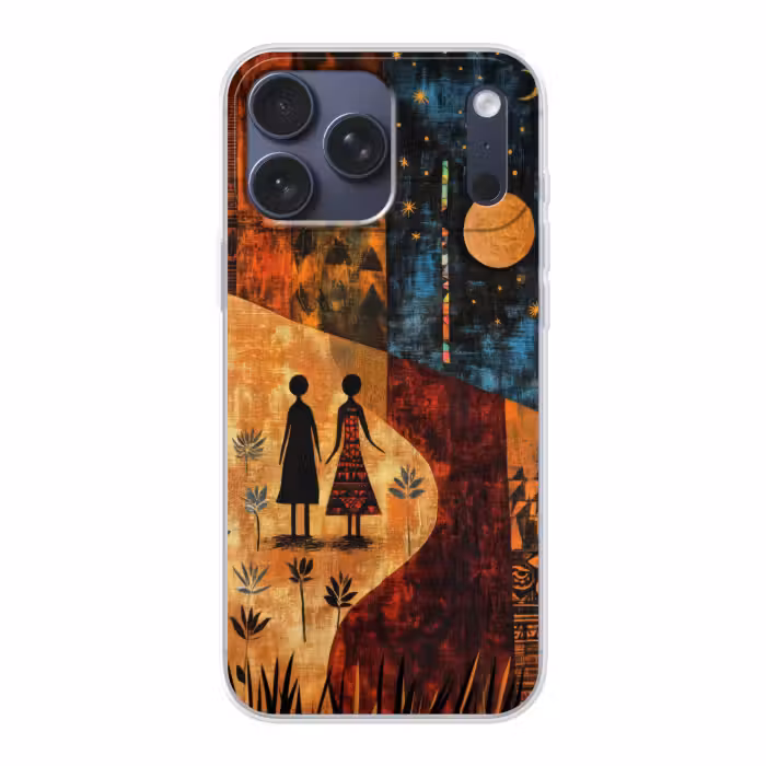 Telefoonhoesje Softcase - Silhouetten - Abstract - Zon - Maan