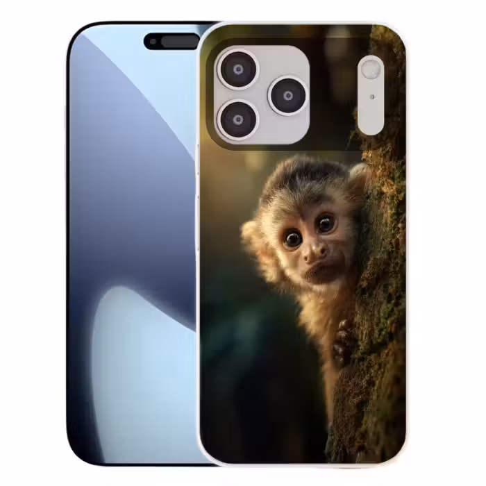 Telefoonhoesje Softcase - Aap - Boomstronk - Bruin