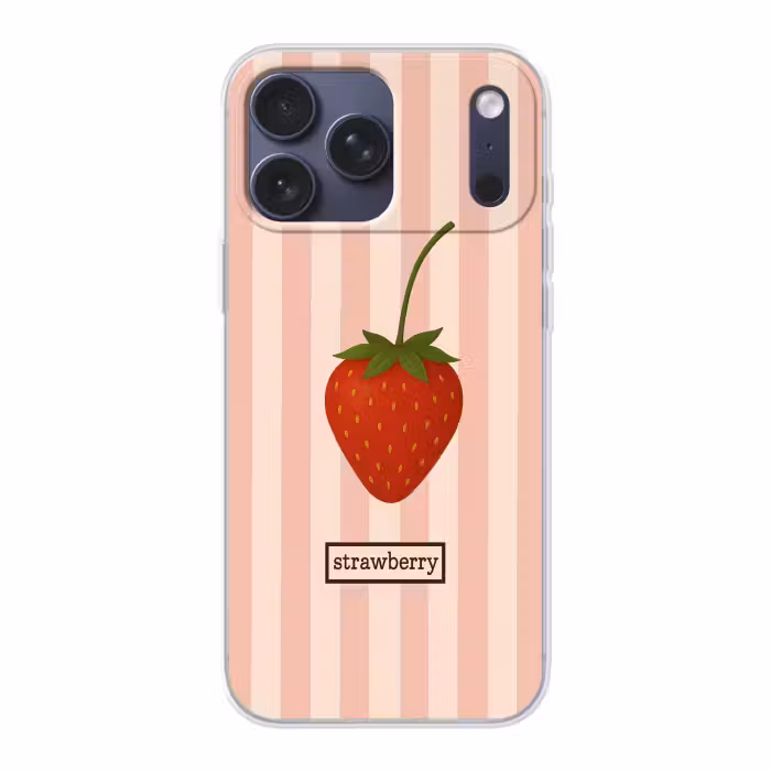 Telefoonhoesje Softcase - Aardbei - Strepen - Minimalistisch - Rood
