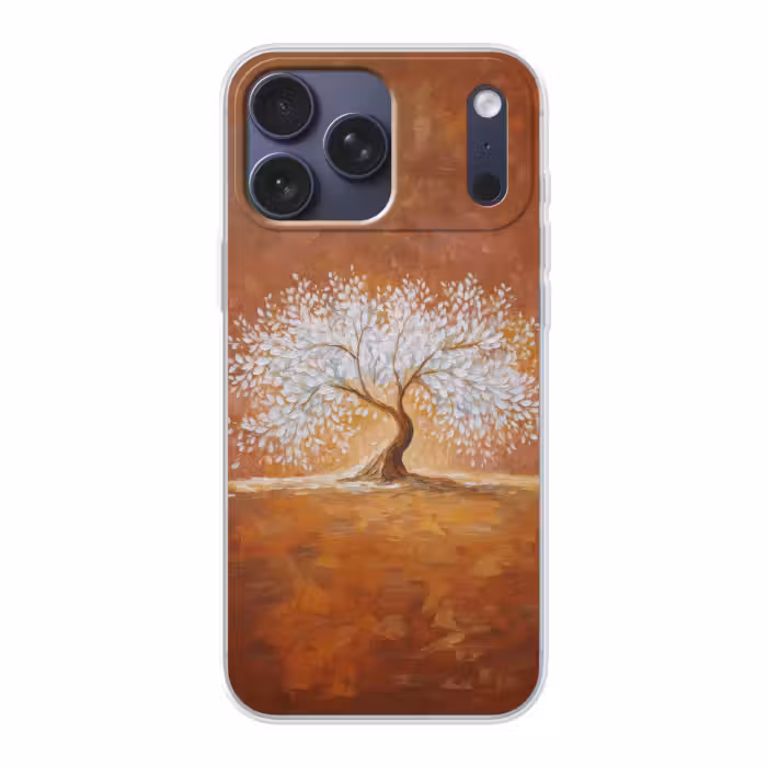 Telefoonhoesje Softcase - Abstract - Boom - Wit - Bladeren