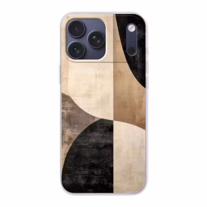 Telefoonhoesje Softcase - Abstract - Vlakken - Zwart - Rond