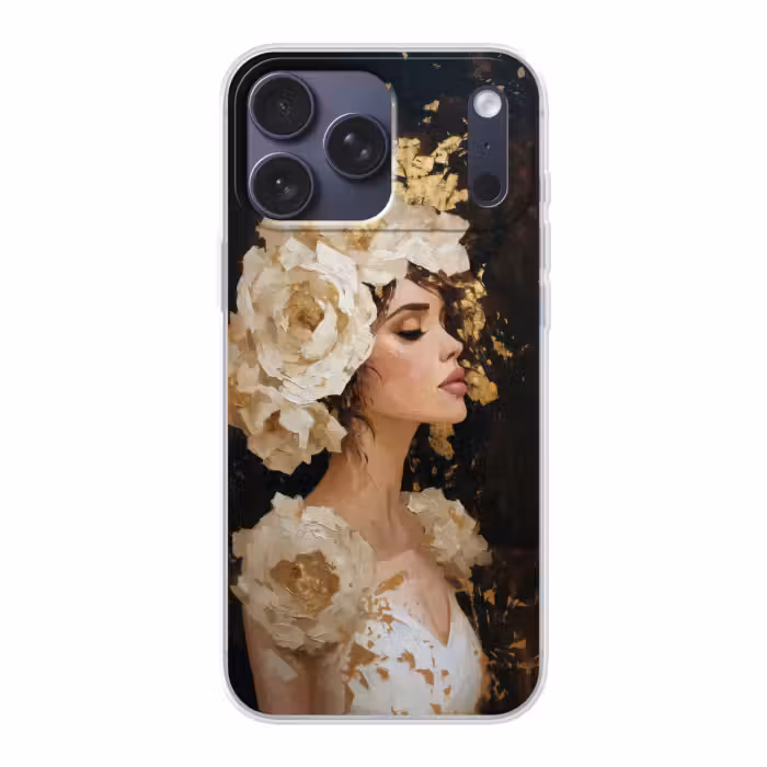 Telefoonhoesje Softcase - Abstract - Vrouw - Bloemen - Wit