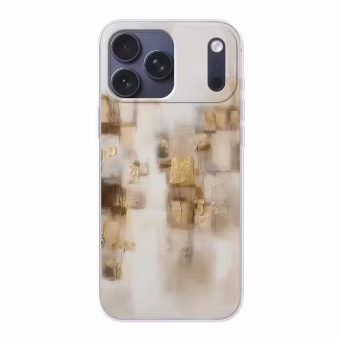 Telefoonhoesje Softcase - Abstracte Vierkanten Beige Goud