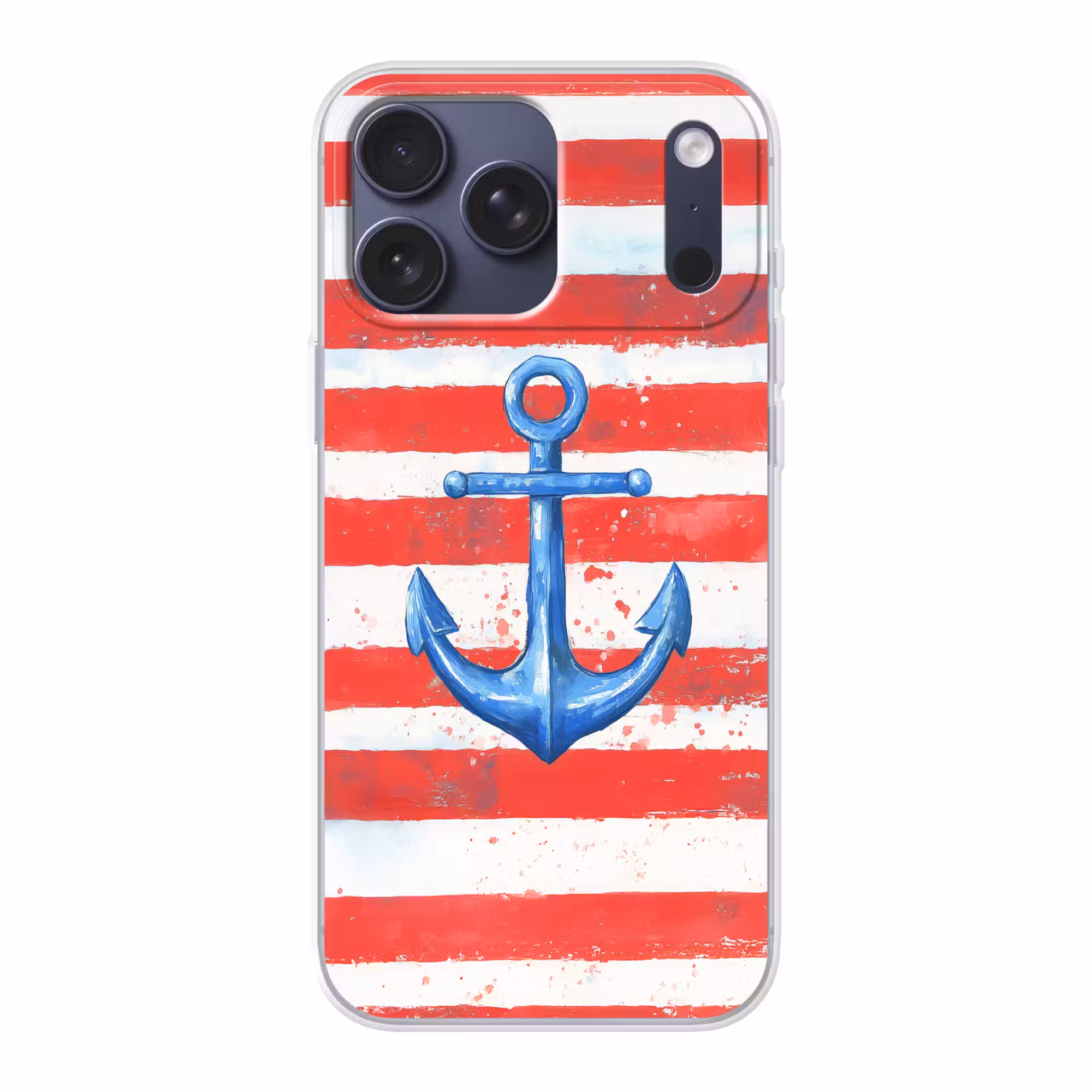 Telefoonhoesje Softcase - Anker - Verfspatten - Rood - Blauw