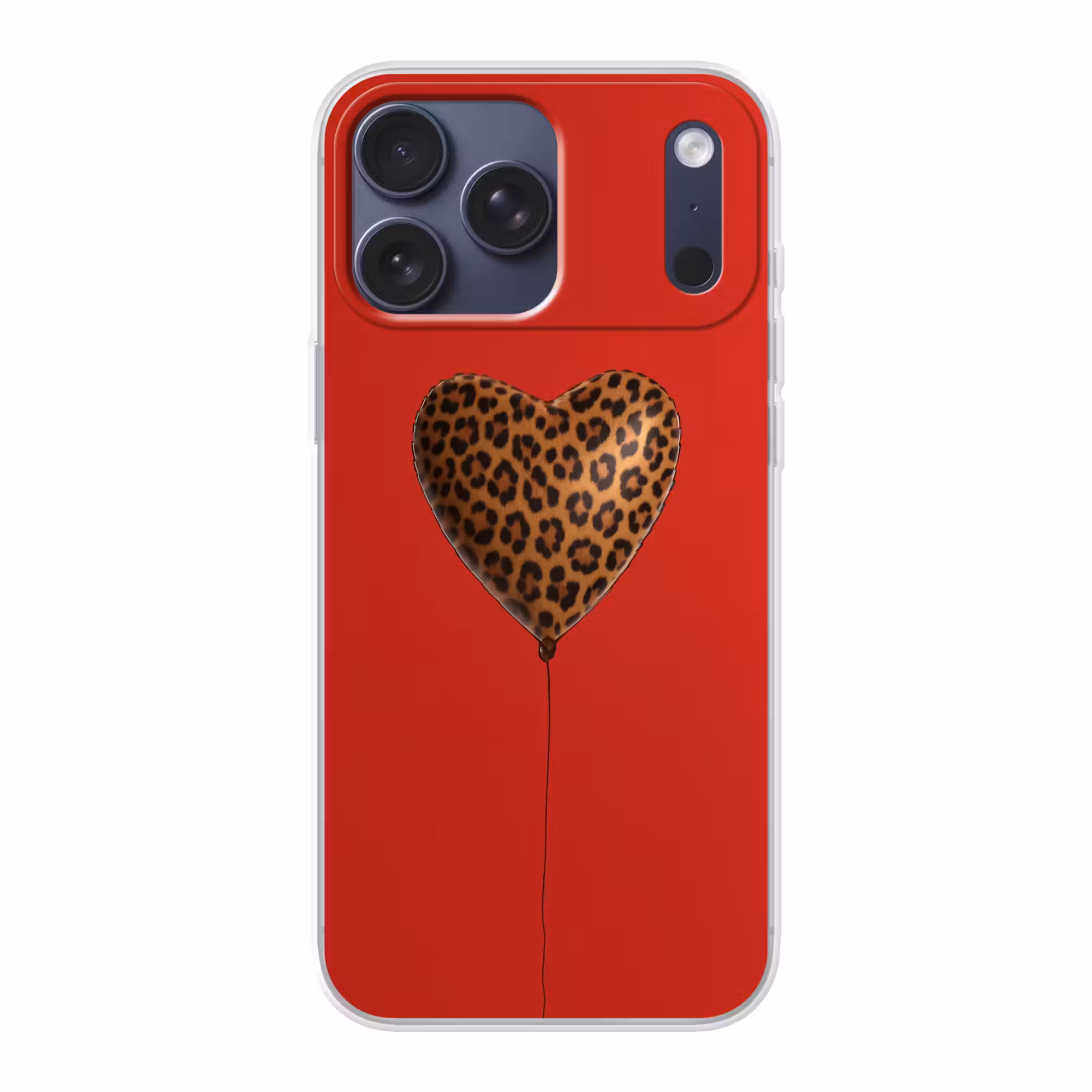 Telefoonhoesje Softcase - Ballon - Hartvormig - Rood - Panterpatroon