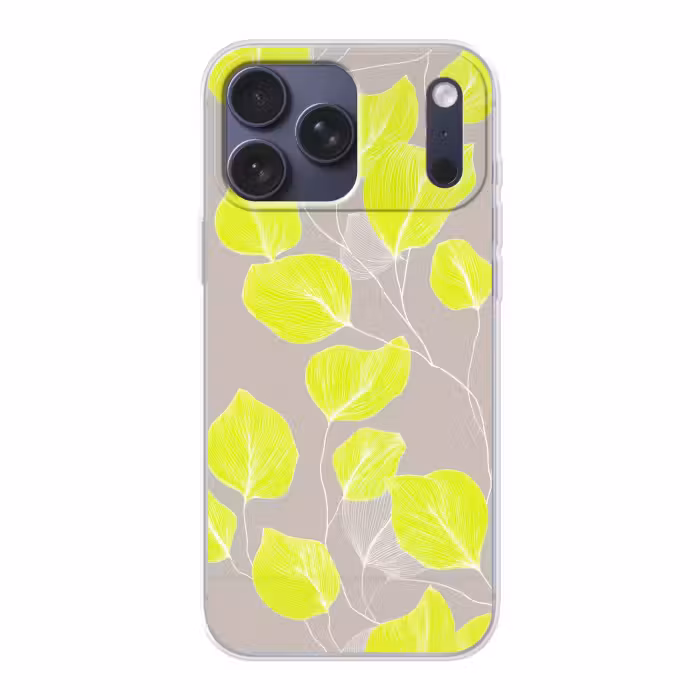 Telefoonhoesje Softcase - Bladeren - Neon - Geel - Lijnen