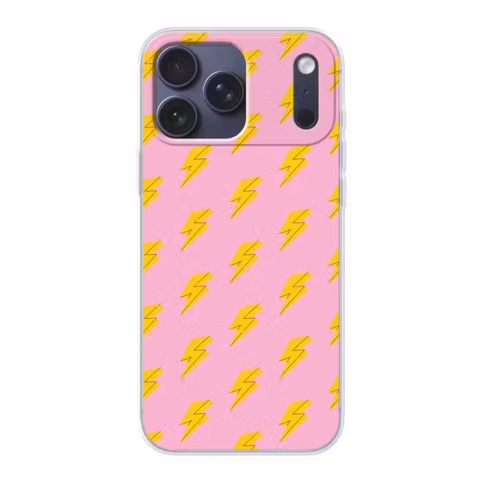 Telefoonhoesje Softcase - Bliksemschichten - Patroon - Geel - Roze