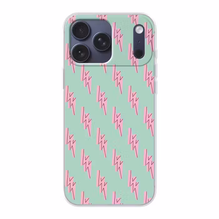 Telefoonhoesje Softcase - Bliksemschichten - Patroon - Groen - Roze
