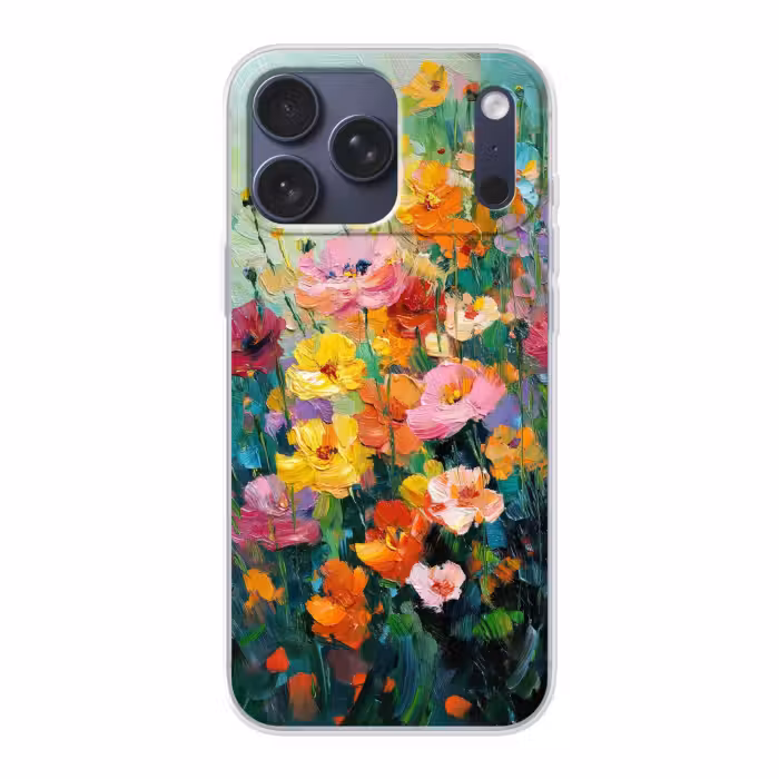 Telefoonhoesje Softcase - Bloemenveld Olieverf
