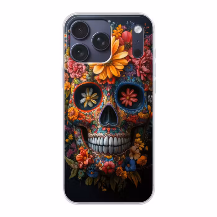 Telefoonhoesje Softcase - Schedel met Bloemen