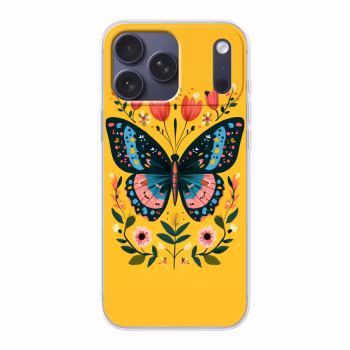 Telefoonhoesje Softcase - Bloemen - Kleurrijk - Vlinder - Sierlijk
