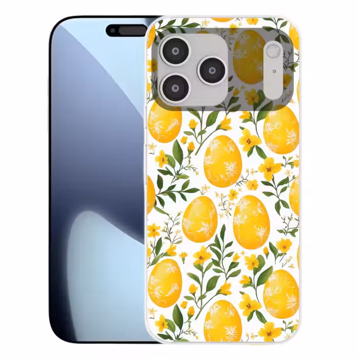 Telefoonhoesje Softcase - Bloemen - Paaseieren - Geel