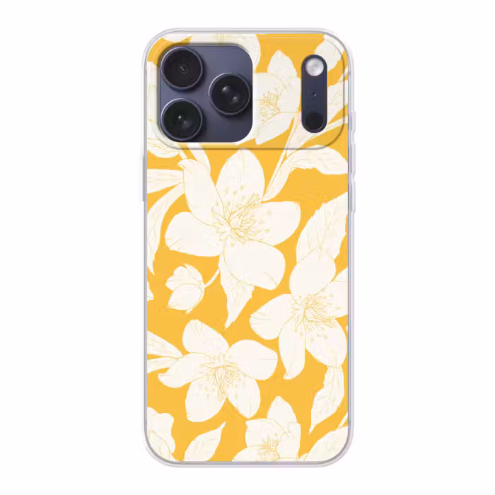 Telefoonhoesje Softcase - Bloemen - Patroon - Geel - Wit