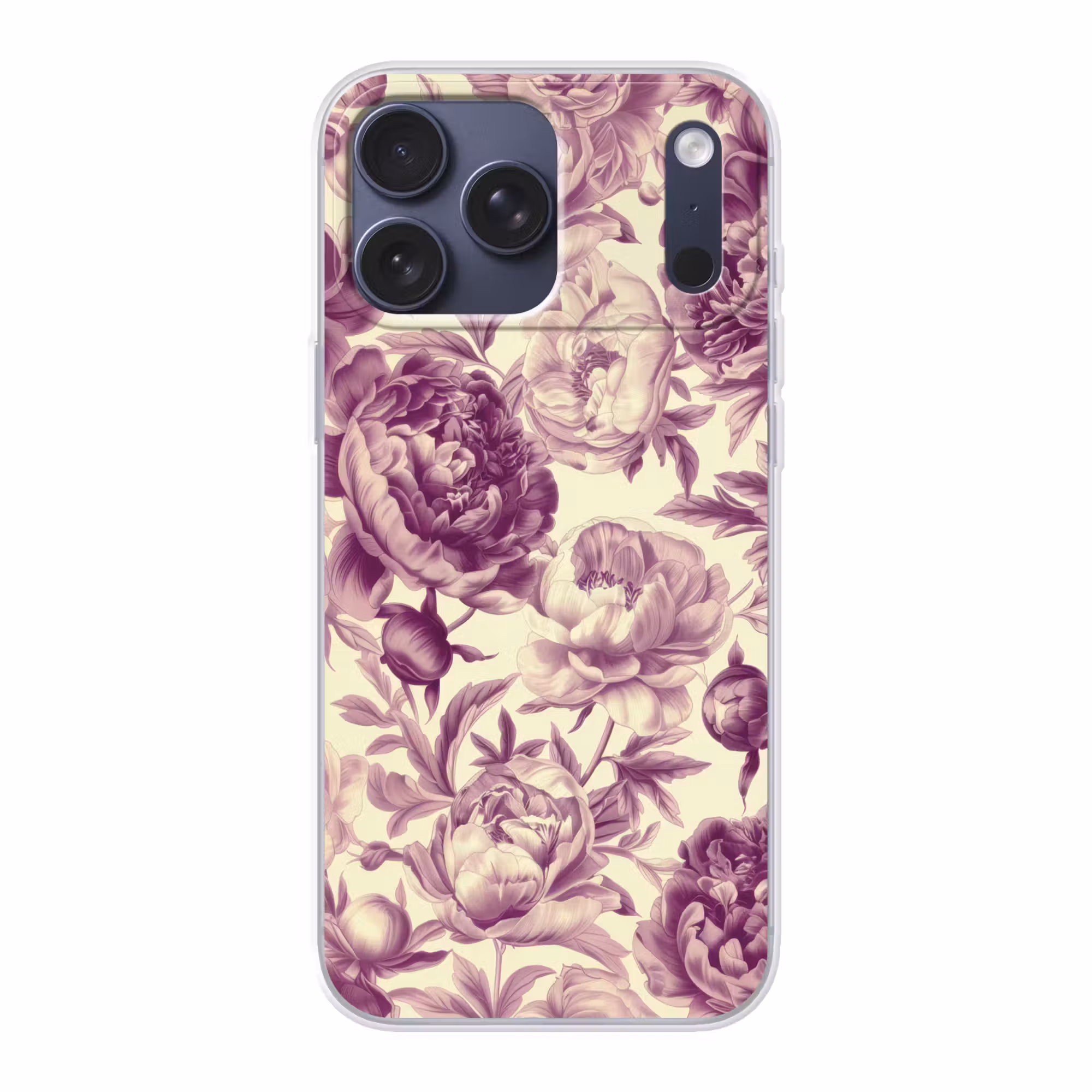Telefoonhoesje Softcase - Bloemen - Patroon - Paars - Beige