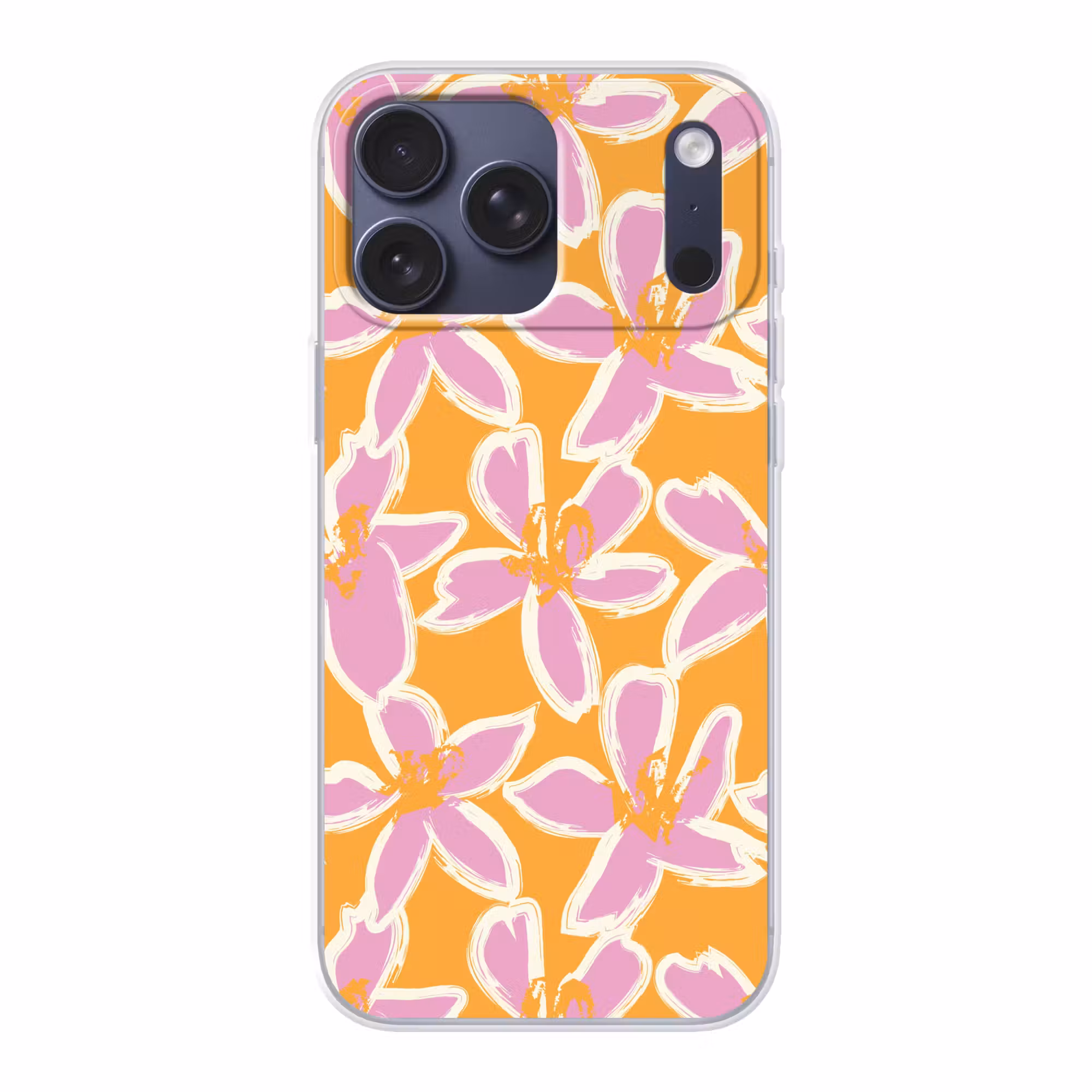 Telefoonhoesje Softcase - Bloemen - Patroon - Roze - Oranje