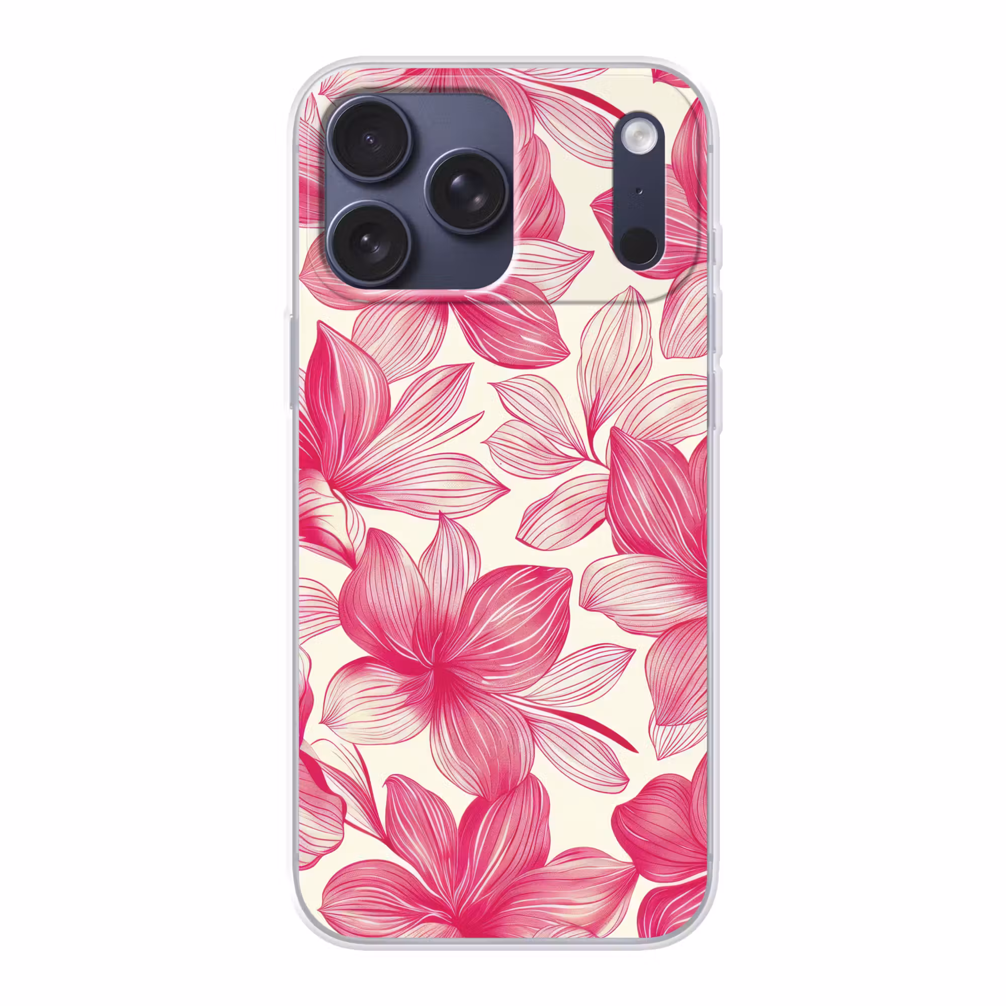 Telefoonhoesje Softcase - Bloemen - Patroon - Roze - Wit