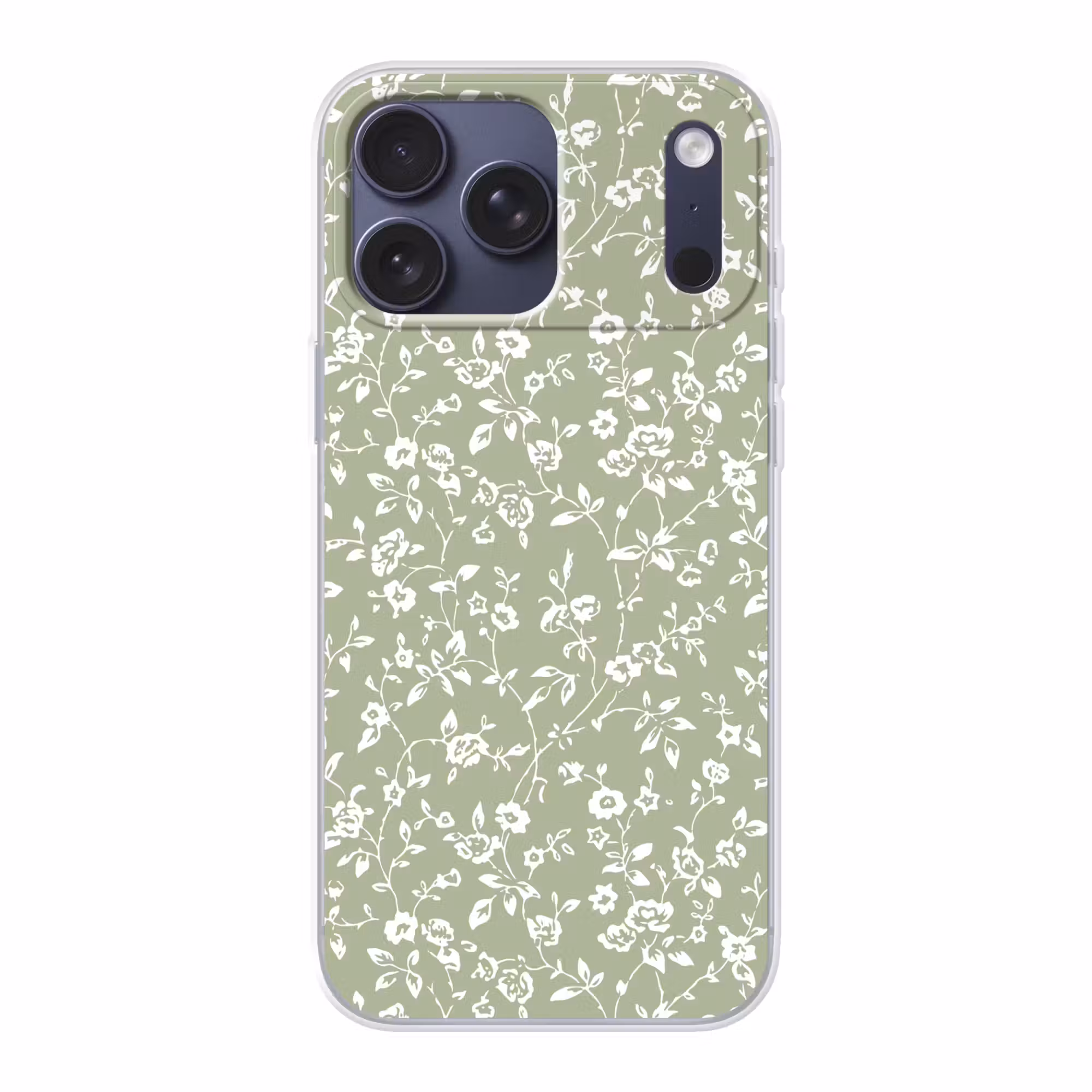Telefoonhoesje Softcase - Bloemen - Print - Groen - Wit