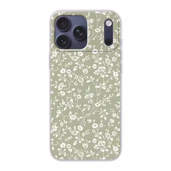 Telefoonhoesje Softcase - Bloemen - Print - Groen - Wit