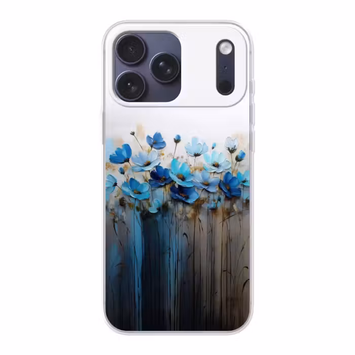 Telefoonhoesje Softcase - Blauwe Bloemen Impasto