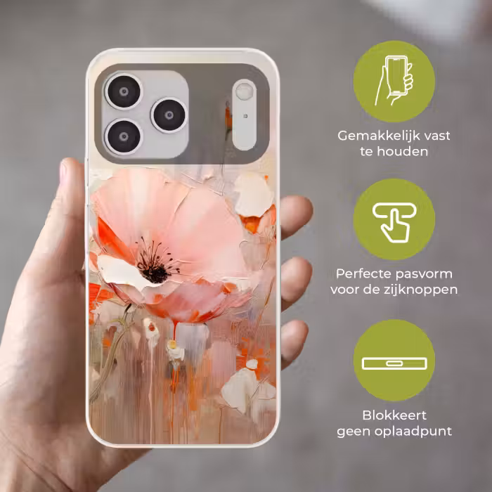Telefoonhoesje Softcase - Roze Papavers Abstract