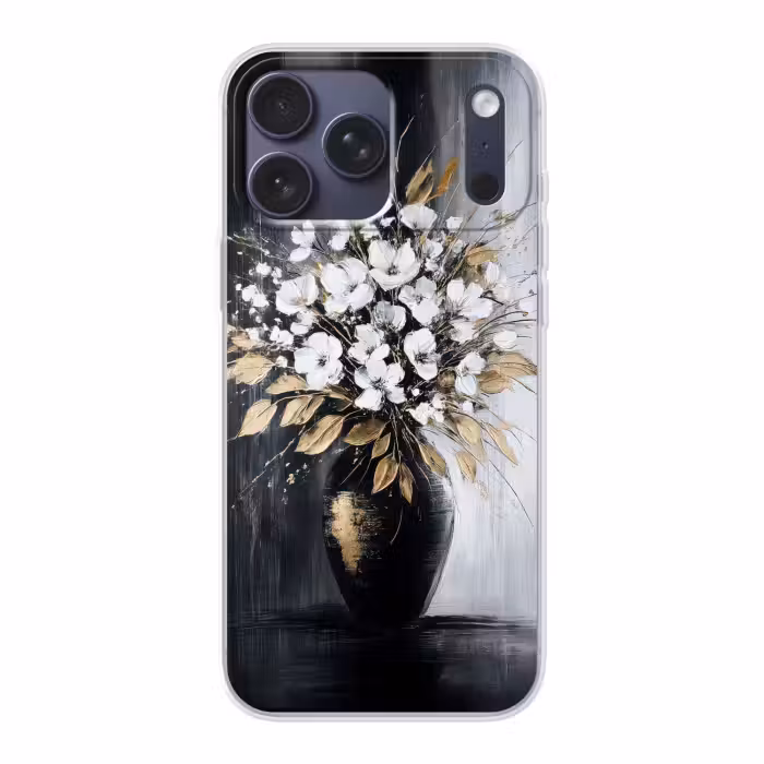 Telefoonhoesje Softcase - Bloemen - Wit - Vaas - Abstract