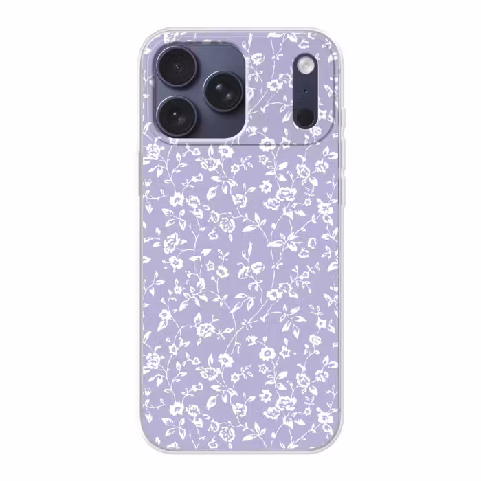 Telefoonhoesje Softcase - Bloemenpatroon - Paars - Wit - Bloemen