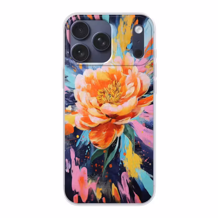Telefoonhoesje Softcase - Pioenroos Abstracte Verfstreken