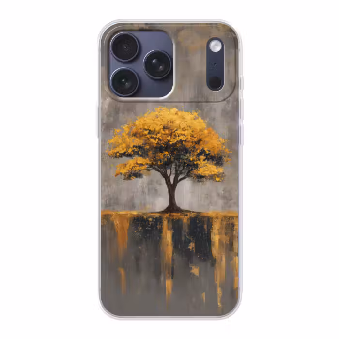 Telefoonhoesje Softcase - Boom - Bladeren - Goud - Abstract