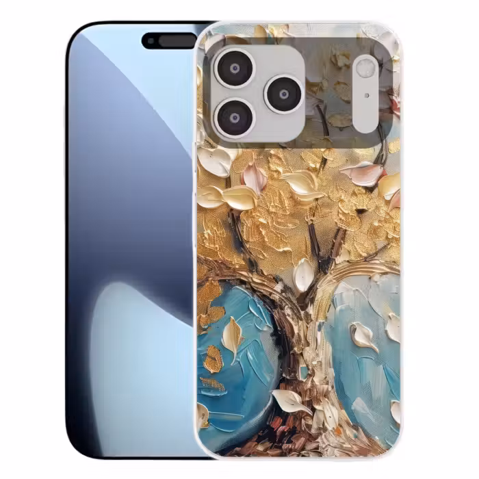 Telefoonhoesje Softcase - Boom - Blauw - Goud - Abstract - Modern