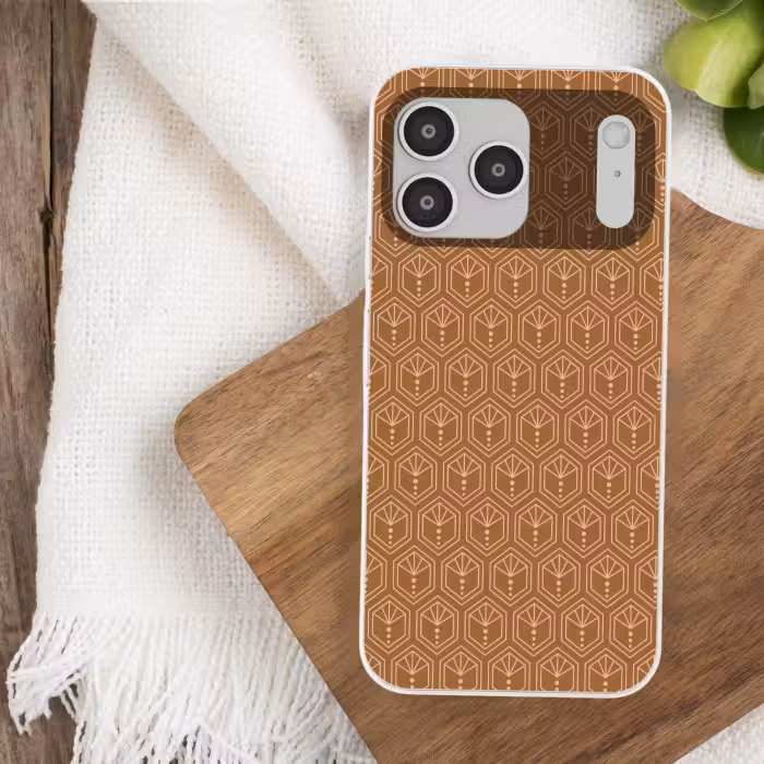 Telefoonhoesje Softcase - Bruin - Roze - Geometrisch - Patroon