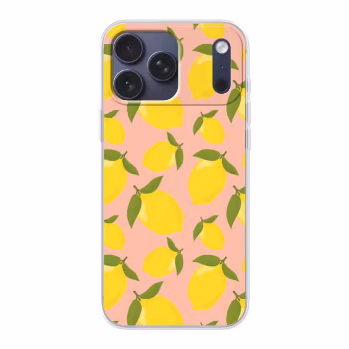 Telefoonhoesje Softcase - Citroenen - Geel - Roze - Patroon - Vruchten