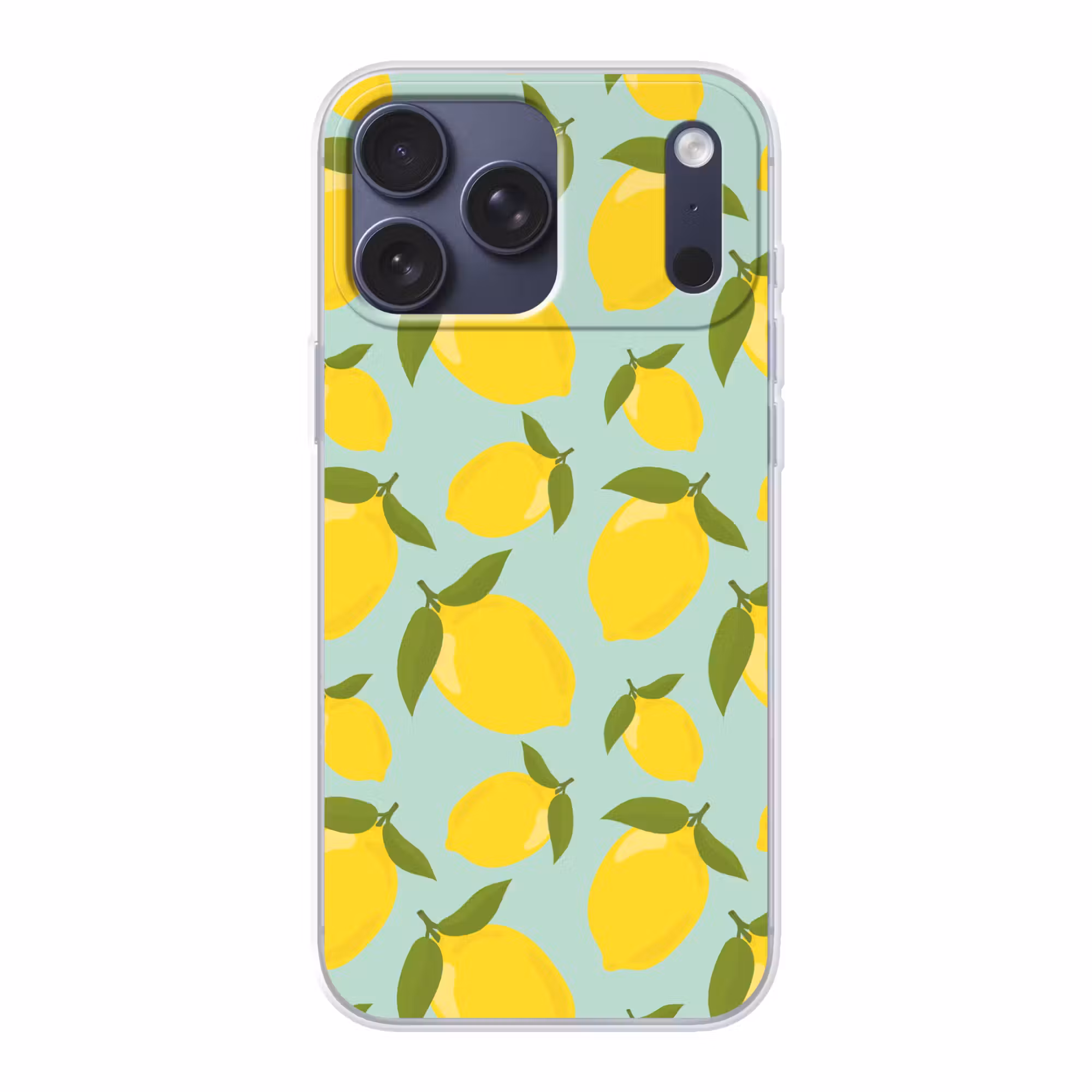 Telefoonhoesje Softcase - Citroenen patroon - Geel - Blauw - Patroon - Vruchten