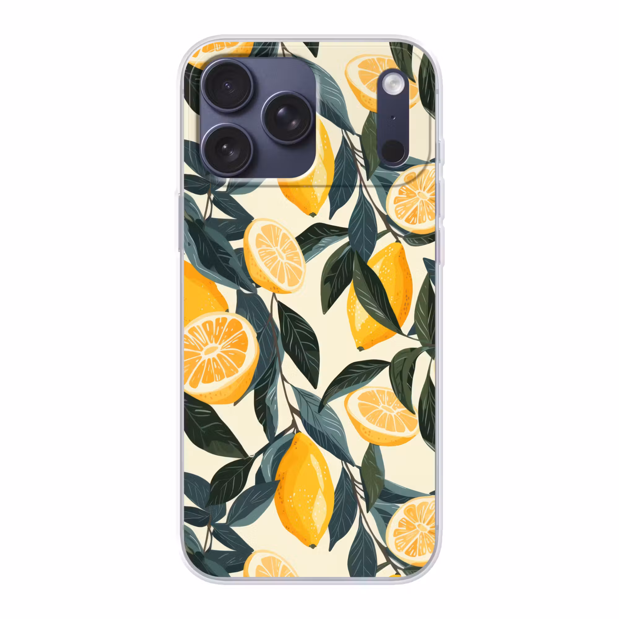 Telefoonhoesje Softcase - Citroenen - Vruchten - Bladeren - Geel - Groen - Beige