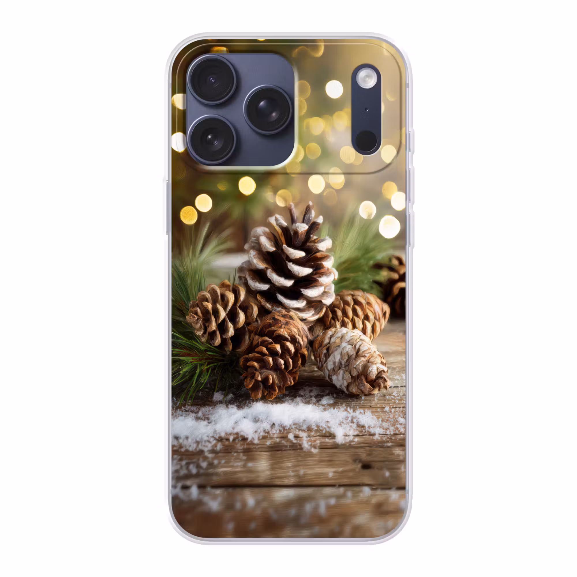 Telefoonhoesje Softcase - Dennenappels - Kerstsfeer - Bruin - Groen