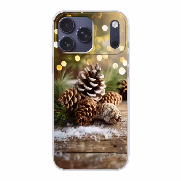 Telefoonhoesje Softcase - Dennenappels - Kerstsfeer - Bruin - Groen