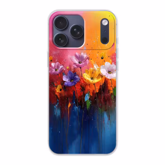 Telefoonhoesje Softcase - Bloemen met Verfspetters