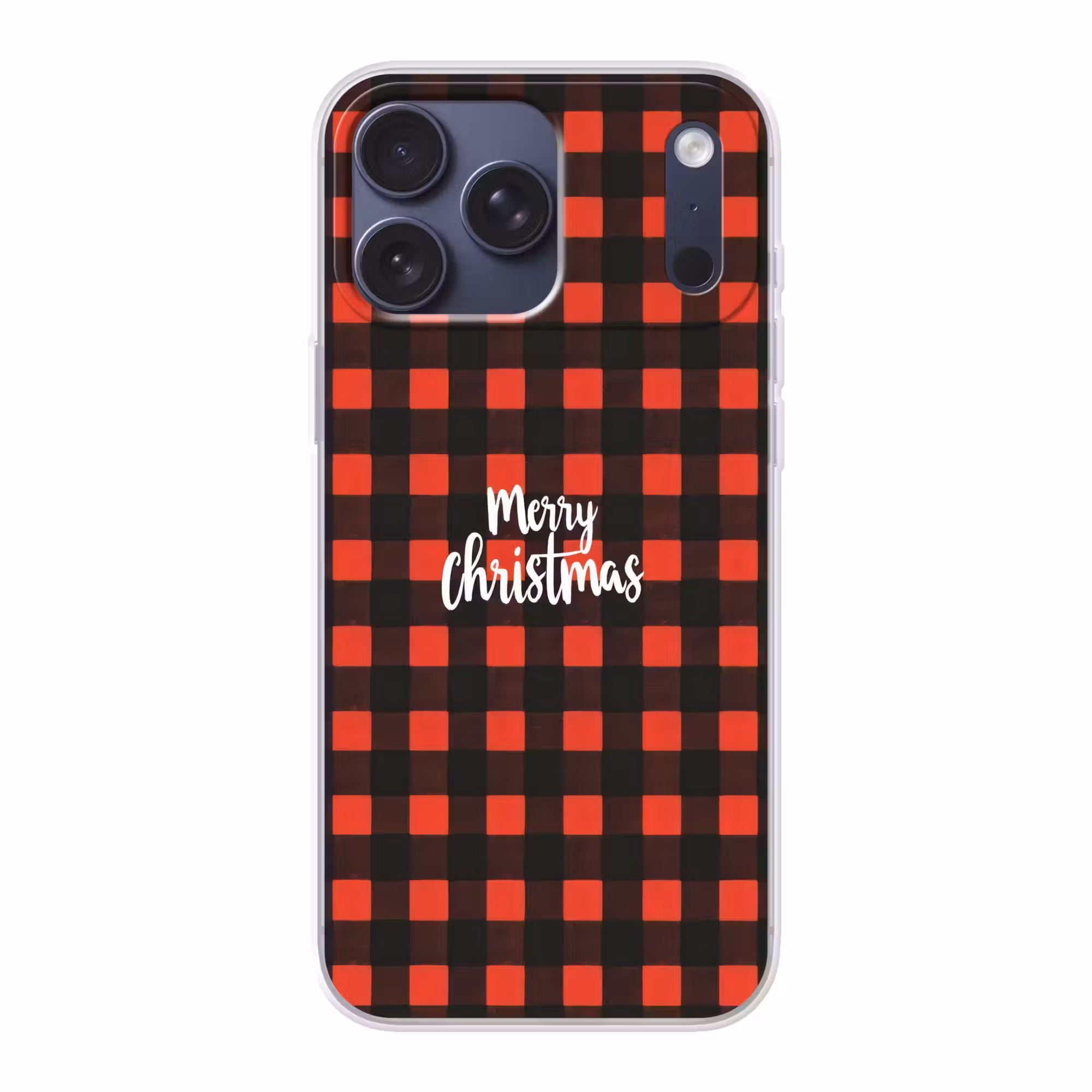 Telefoonhoesje Softcase - Geruit - Rood - Tekst - Christmas