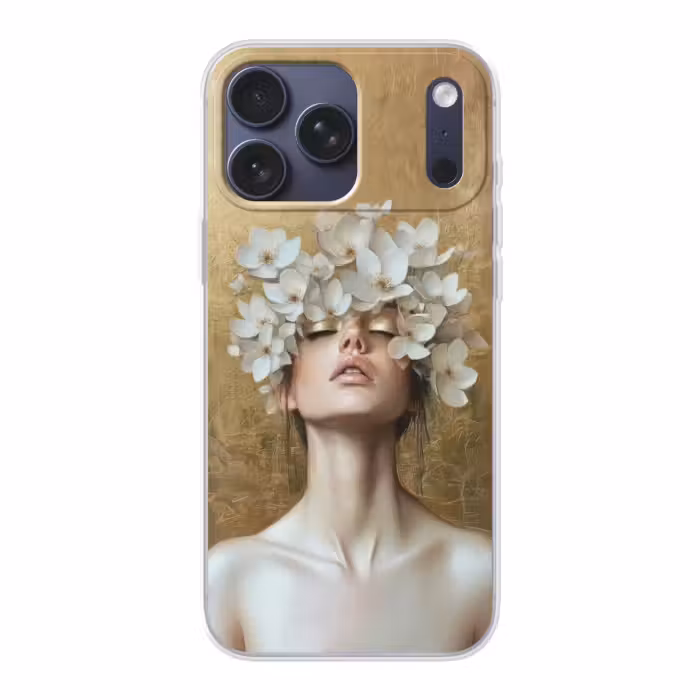 Telefoonhoesje Softcase - Gezicht - Bloemen - Goud - Abstract