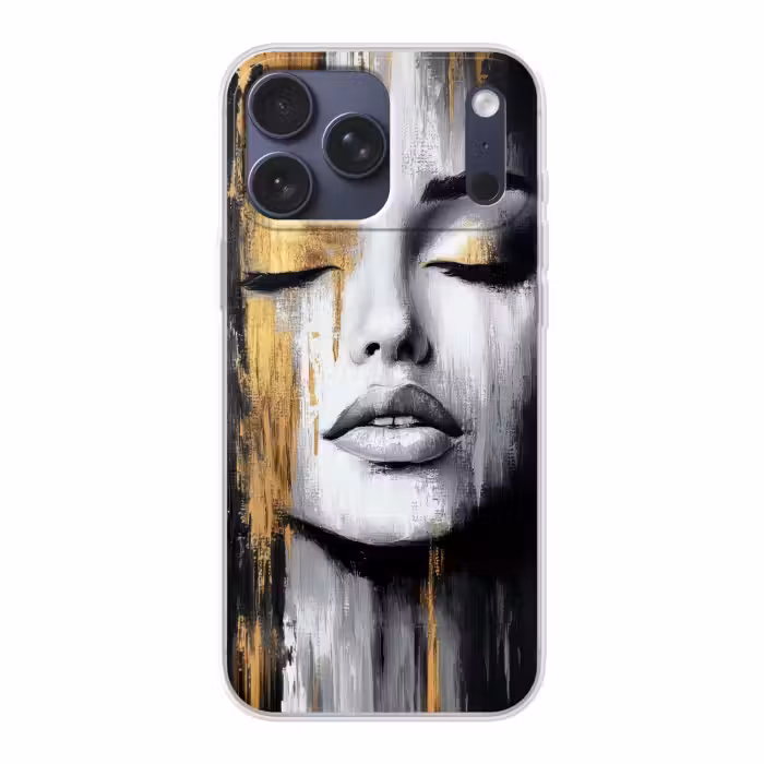 Telefoonhoesje Softcase - Gezicht - Vrouw - Penseelstreken - Abstract