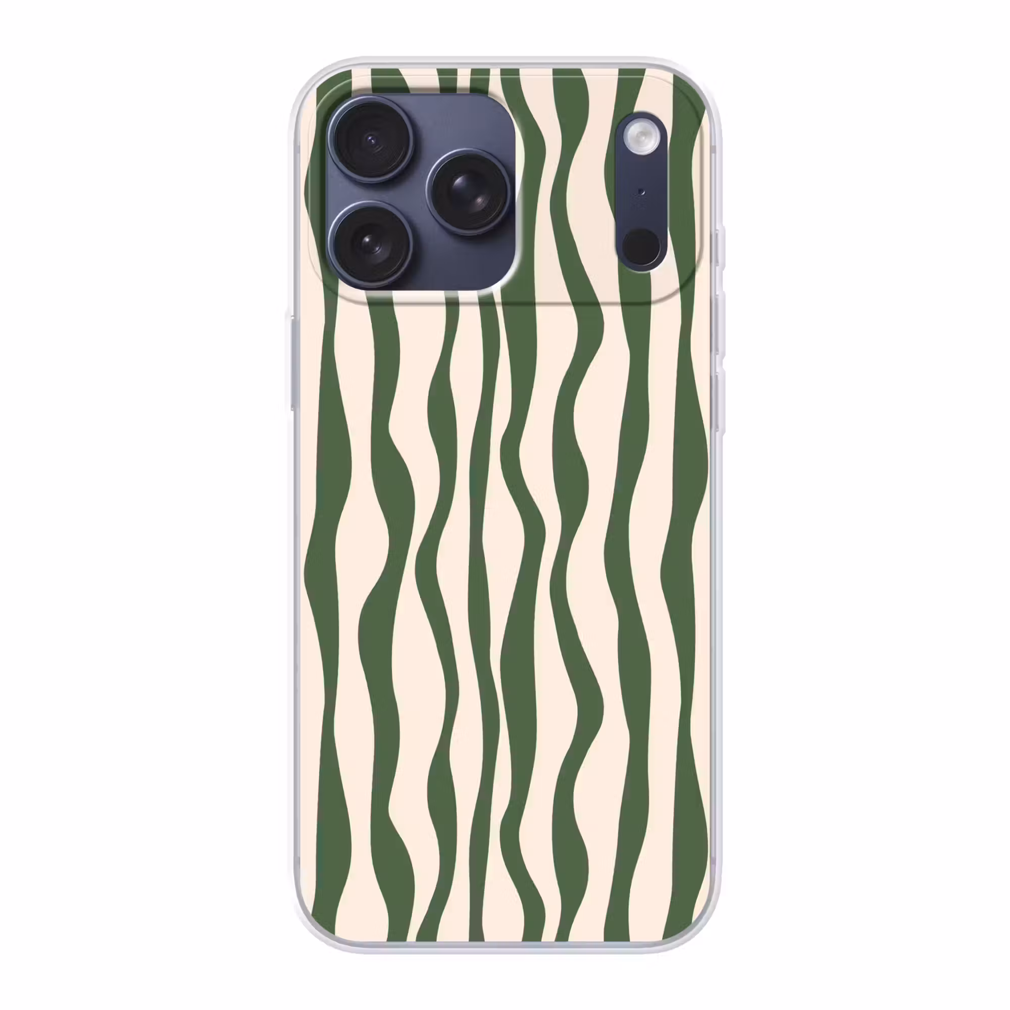 Telefoonhoesje Softcase - Golvende lijnen - Beige - Groen - Strepen - Abstract