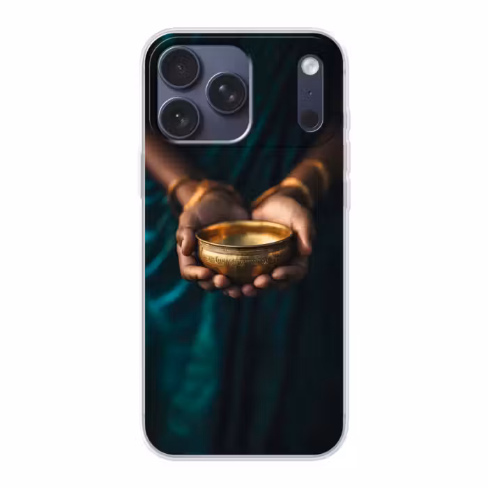 Telefoonhoesje Softcase - Handen met Gouden Klankschaal