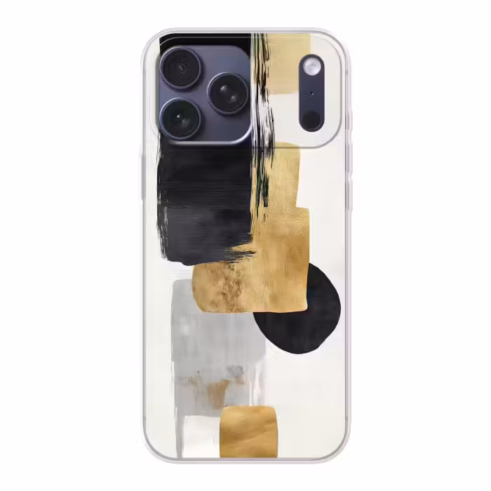 Telefoonhoesje Softcase - Goud - Rechthoeken - Cirkels - Abstract