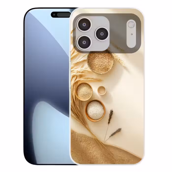 Telefoonhoesje Softcase - Granen - Hout - Kom - Beige