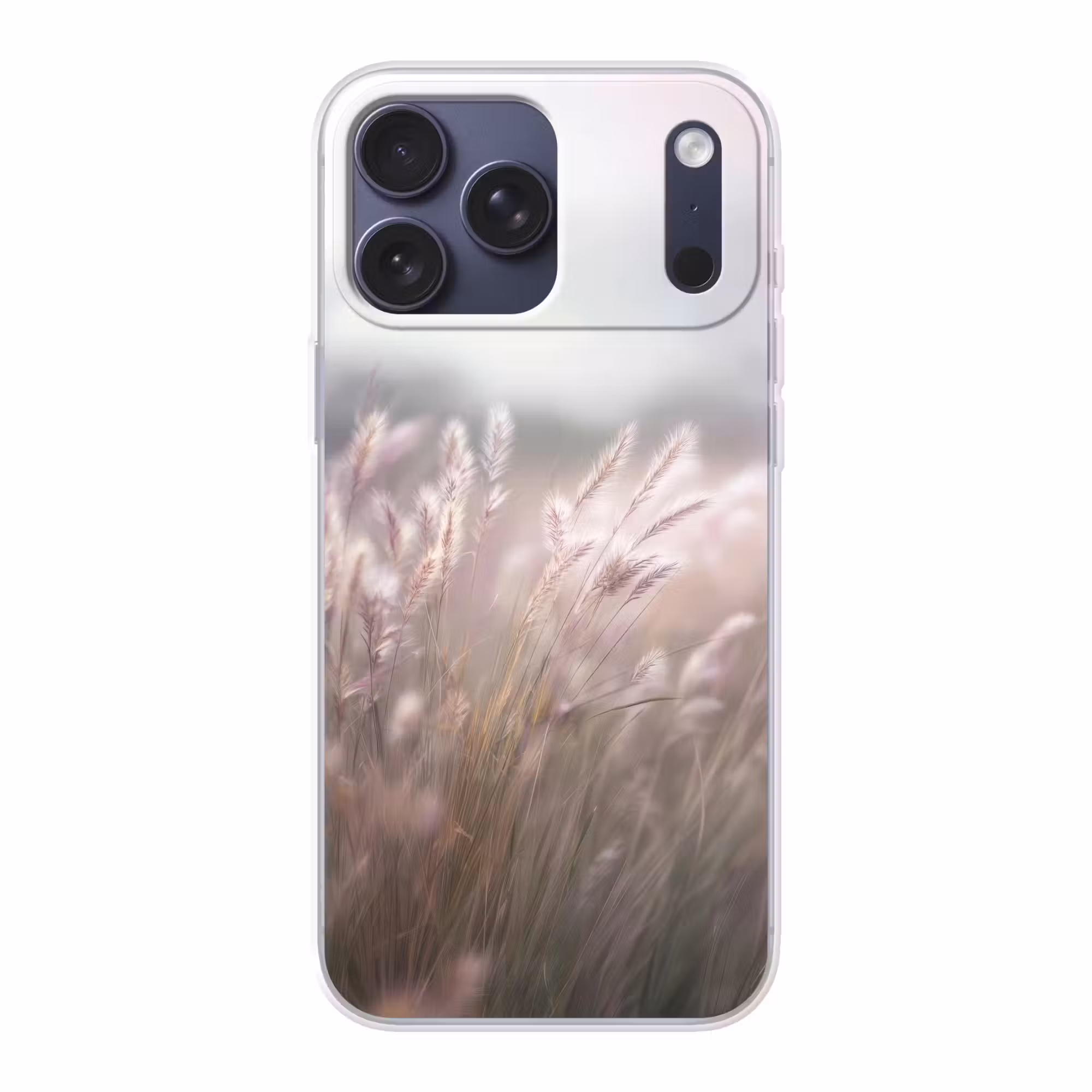 Telefoonhoesje Softcase - Graspluimen - Wind - Beige - Mistig