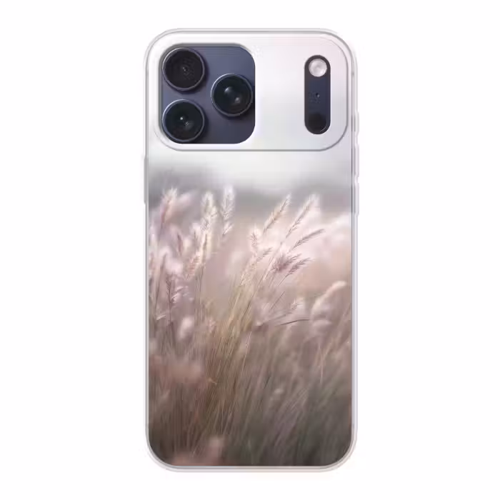 Telefoonhoesje Softcase - Graspluimen - Wind - Beige - Mistig