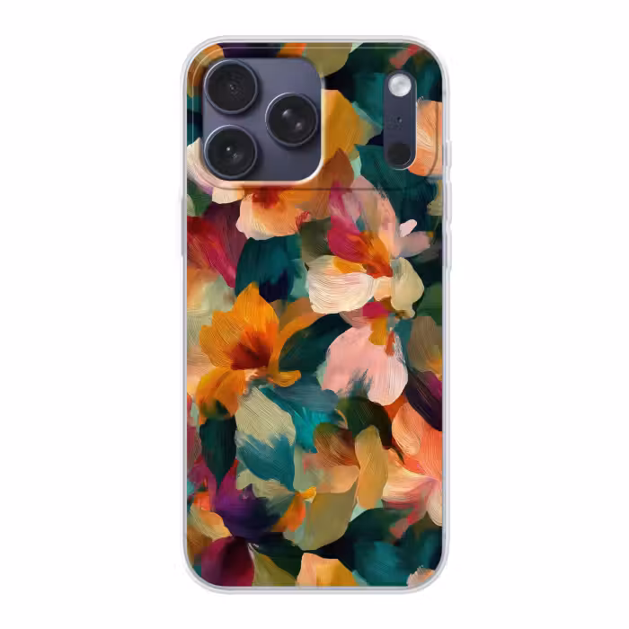 Telefoonhoesje Softcase - Abstracte Bloemen Verfstreken