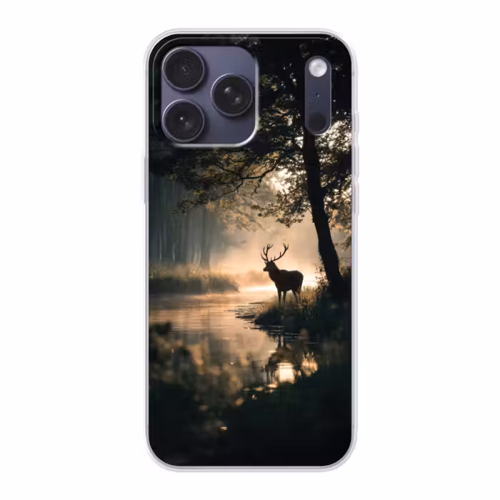 Telefoonhoesje Softcase - Hert - Bosbeek - Mystiek