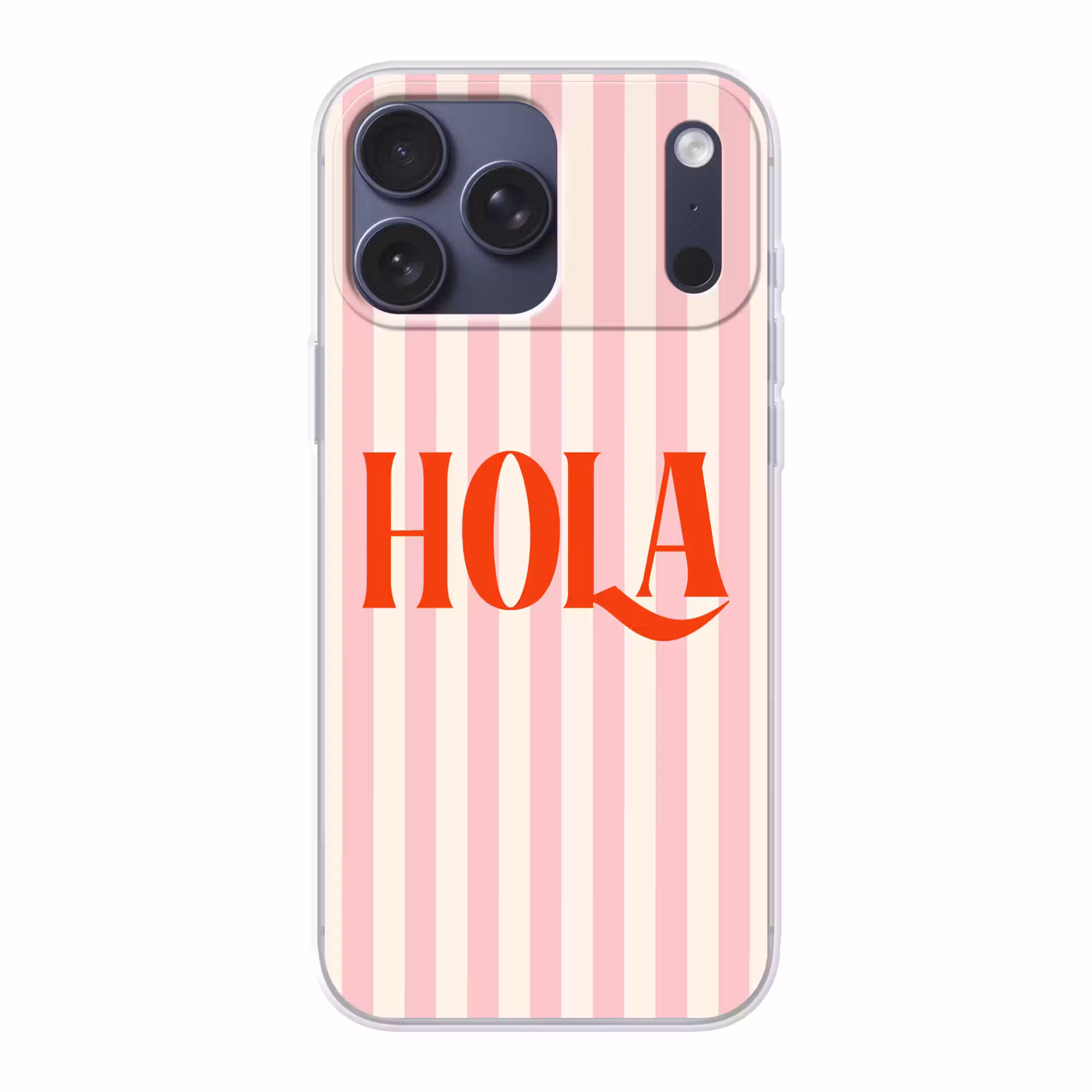 Telefoonhoesje Softcase - Hola - Quote - Strepen - Pastel - Roze - Rood - Wit